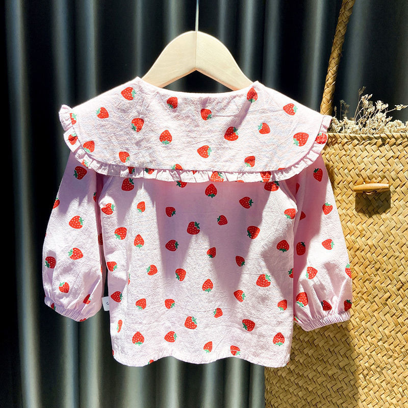 Girls Shirts Autumn Baby Print Long-sleeved Blouse Doll Shirts Spring and Autumn Clothes Baby Girls Blouse Girl Tops