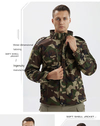 Thumbnail for Men's Fleece Jacket Camouflage Waterproof Soft Shell Jacket