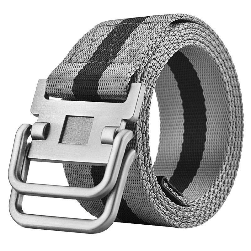 Men's Military Training Belt With Double Buckle Canvas