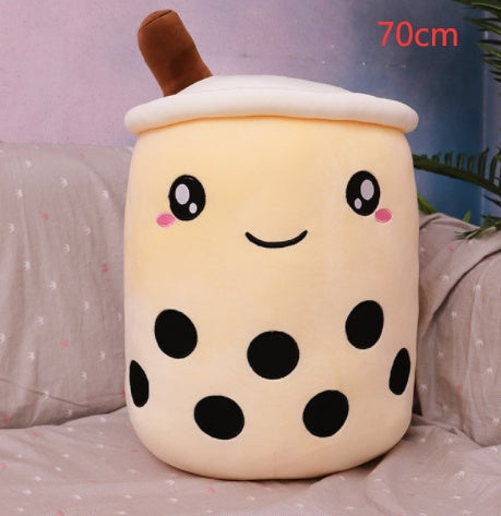 Cute Fruit Drink Plush Stuffed Soft Strawberry Milk Tea Plush Boba Tea Cup Toy Bubble Tea Pillow Cushion Kids Gift