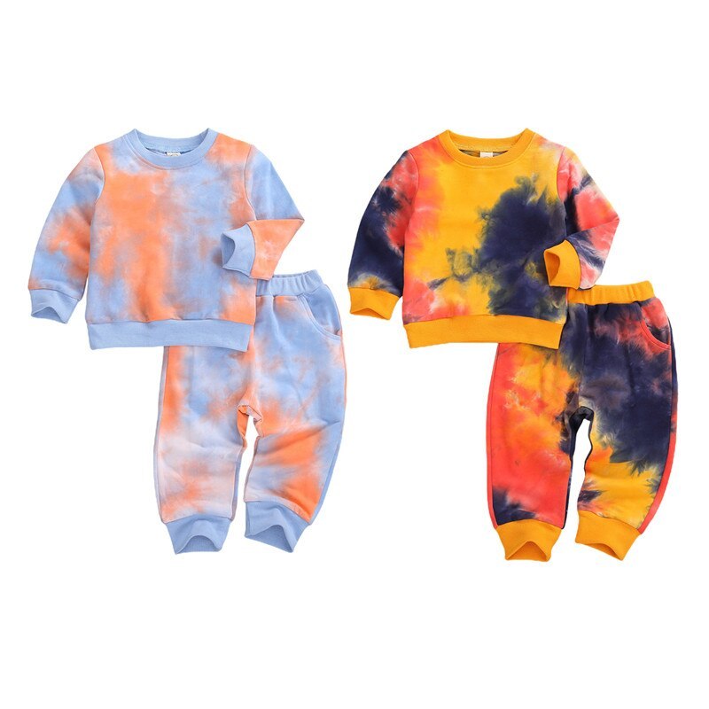 Tie-Dye Children Wear Set Toddler Long Sleeve O-neck Tops