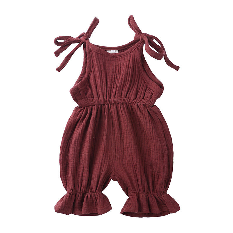 New Arrivals Newborn Toddler Baby Girls Sleeveless Solid Romper Jumpsuit Outfit