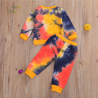 Thumbnail for Tie-Dye Children Wear Set Toddler Long Sleeve O-neck Tops