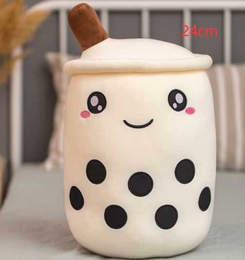 Cute Fruit Drink Plush Stuffed Soft Strawberry Milk Tea Plush Boba Tea Cup Toy Bubble Tea Pillow Cushion Kids Gift