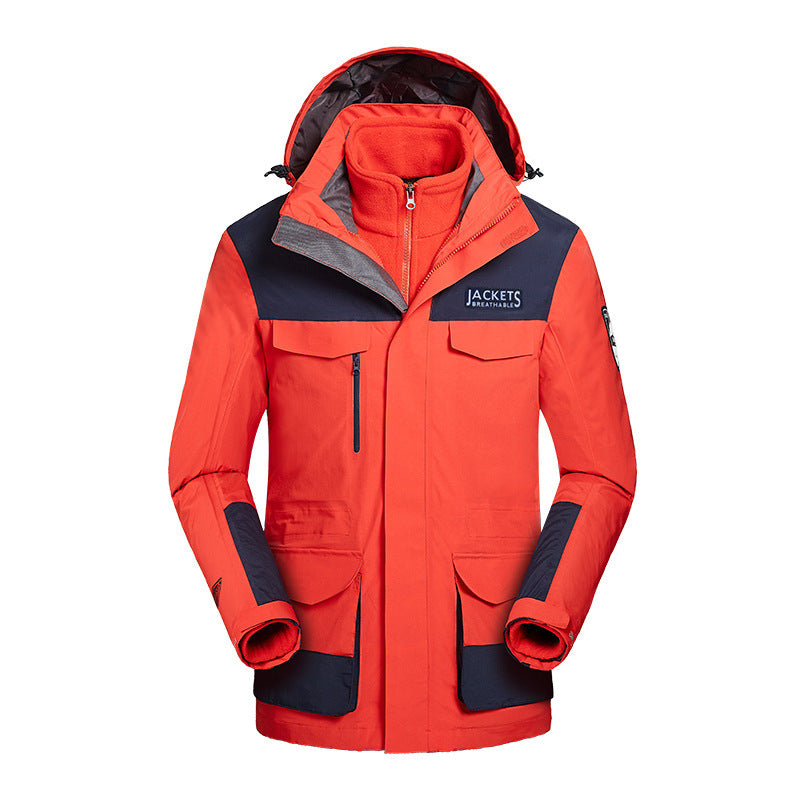 Winter Men Ski Jacket Waterproof Windproof Breathable Warm Softshell Long Sleeved Coat