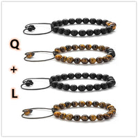 Thumbnail for Tiger Eye Couple Bracelets Matte Black Agate Beads Bracelet