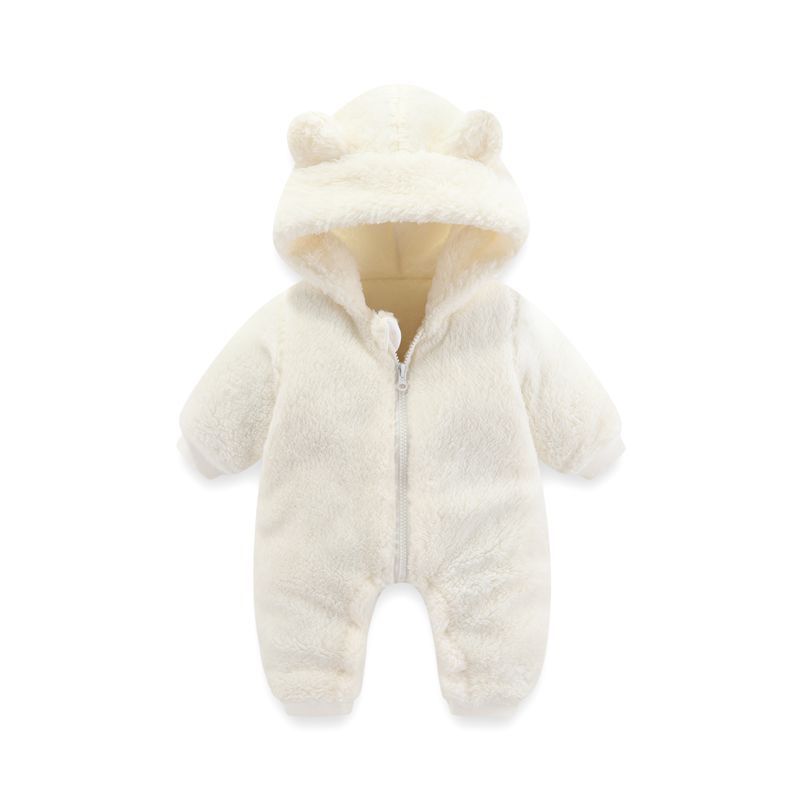 Coral Fleece Autumn And Winter Thin Bodysuit Newborn Thermal Zipper Onesie Baby Rompers Jumpsuit